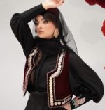جلیقه سکه عتیقه مخمل زرشکی - Image 4