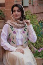 جلیقه لینن کرم جلو هلالی - Image 2