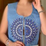 جلیقه خورشید آبی لینن ابی - Image 2