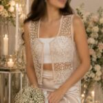 جلیقه مروارید آویز توری - Image 3
